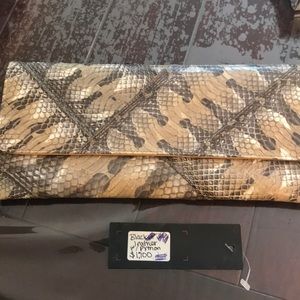 Carlos Falchi Python leather clutch